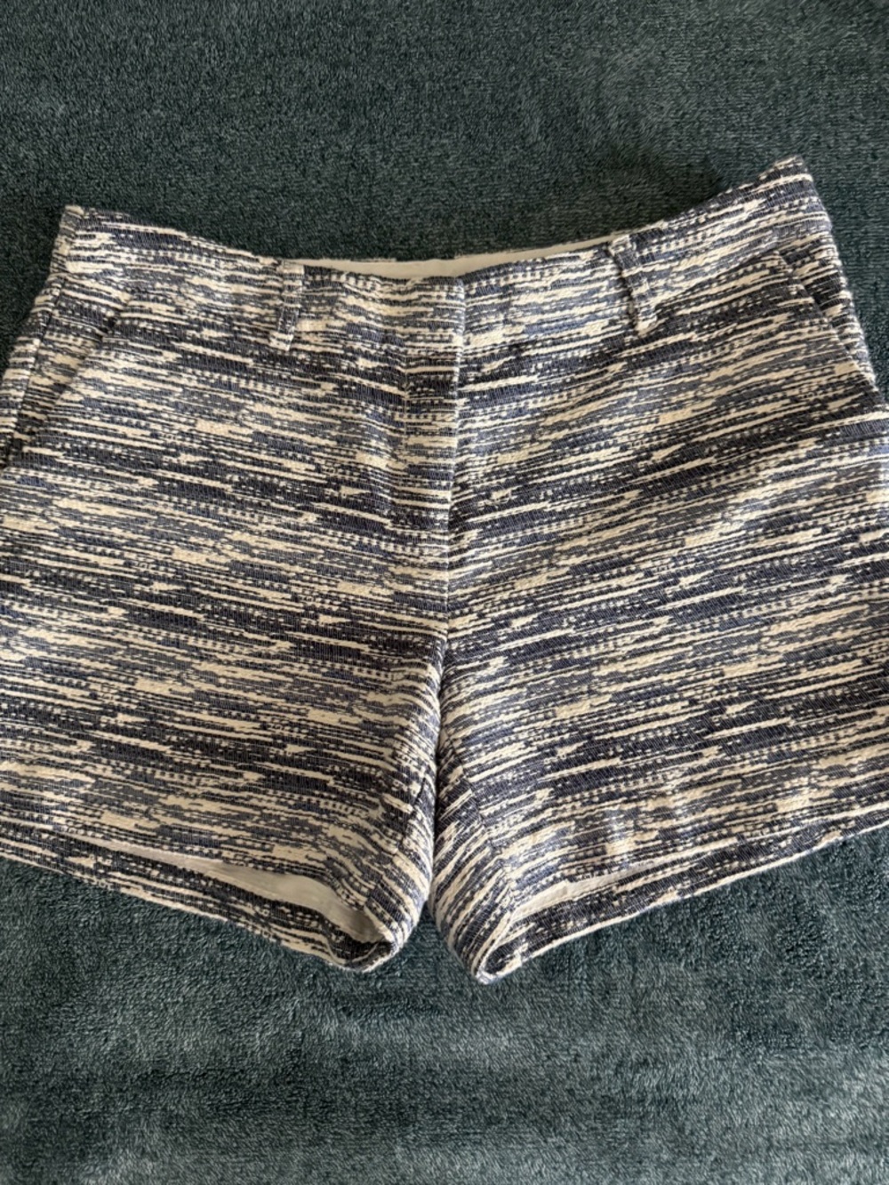 Katherine Barclay Navy and White Textured Stripe Shorts